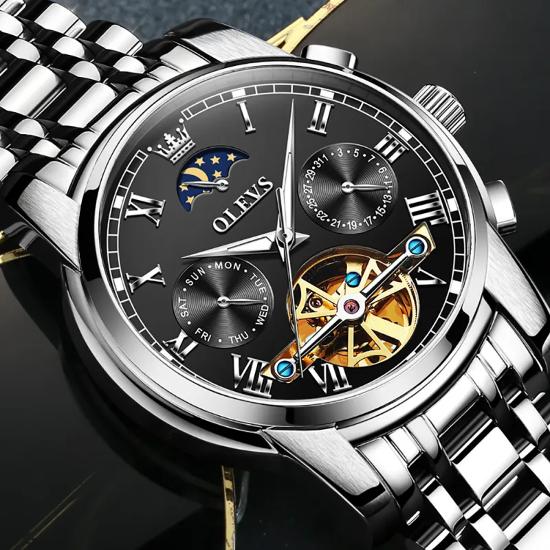 OLEVS OP-6617 Negro Plata