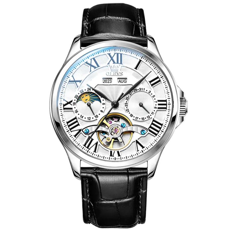 Reloj OLEVS OP-7013 Cinturón Negro - Blanco
