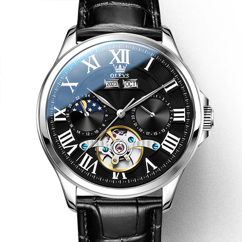 Reloj relacionado OLEVS OP-7013 Cinturón - Plata Negro